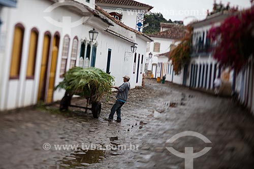  Subject: Man with cart full of grass / Place: Paraty city - Rio de Janeiro state (RJ) - Brazil / Date: 07/2011 