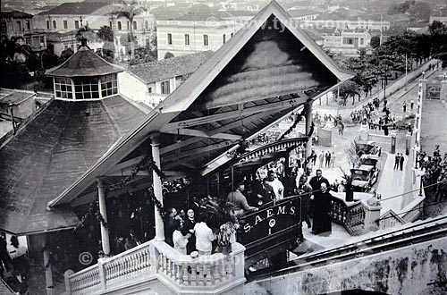 Subject: Reproduction - Funicular of Monte Serrat (1923 - collection of city of Santos) / Place: Santos city - Sao Paulo state (SP) - Brazil / Date: 08/2011 