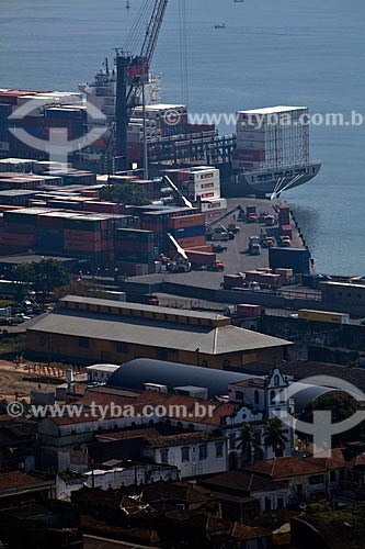  Subject: View of the port of Santos with Santo Antonio do Valongo Shrine in the foreground / Place: Santos city - Sao Paulo state (SP) - Brazil / Date: 08/2011  