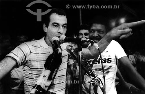  Subject: Ney Matogrosso and Martinho da Vila at the Comicio das Diretas in front of Nossa Senhora da Candelaria Church / Place: Rio de Janeiro city - Rio de Janeiro state (RJ) - Brazil / Date: 04/1984 