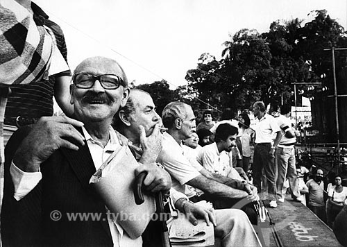  Subject: Teotonio Vilela with Leonel Brizola and Saturnino Braga the celebrations of May 1 at Quinta da Boa Vista / Place: Rio de Janeiro city - Rio de Janeiro state (RJ) - Brazil / Date: 05/1983 
