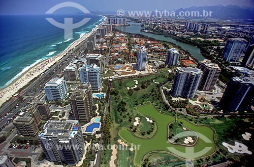  Subject: Aerial view of Barra da Tijuca Beach - Golden Green Condominium in the foreground / Place: Barra da Tijuca neighborhood - Rio de Janeiro city - Rio de Janeiro state (RJ) - Brazil / Date: 10/2005 