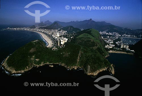  Subject: Aerial view of neighborhoods of Copacabana and Urca / Place: Rio de Janeiro city - Rio de Janeiro state (RJ) - Brazil / Date: 10/1996 