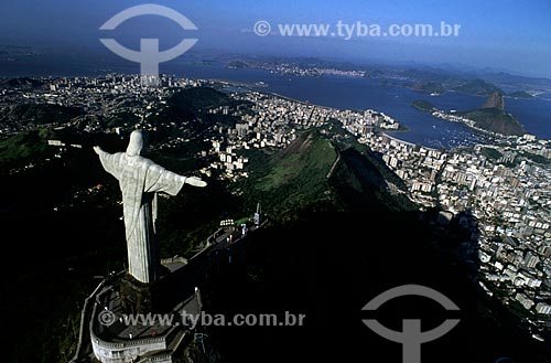  Subject: Aerial view of Christ the Redeemer / Place: Rio de Janeiro city - Rio de Janeiro state (RJ) - Brazil / Date: 1996 