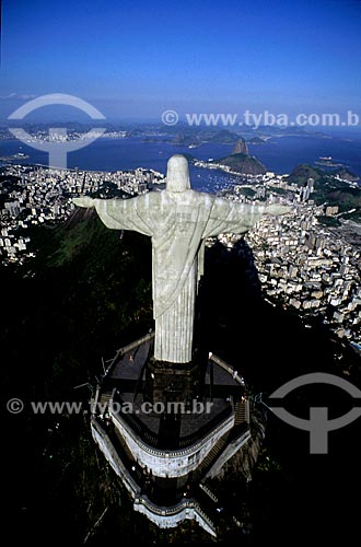  Subject: Aerial view of Christ the Redeemer / Place: Rio de Janeiro city - Rio de Janeiro state (RJ) - Brazil / Date: 1996 