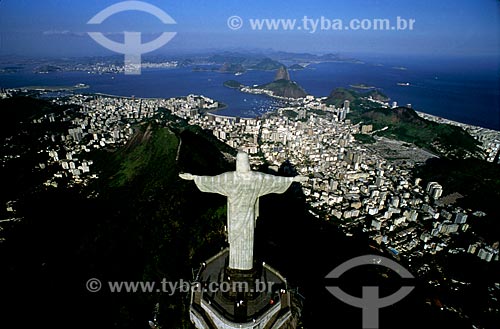  Subject: Aerial view of Christ the Redeemer / Place: Rio de Janeiro city - Rio de Janeiro state (RJ) - Brazil / Date: 1996 