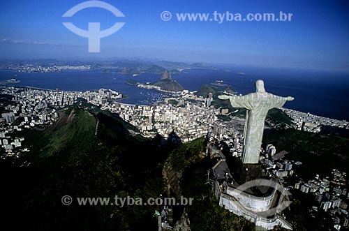  Subject: Aerial view of Christ the Redeemer / Place: Rio de Janeiro city - Rio de Janeiro state (RJ) - Brazil / Date: 1996 