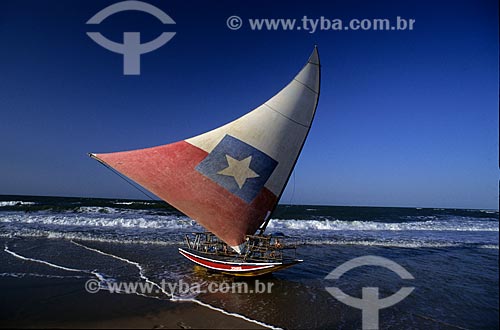  Subject: Raft on beach of Ceará / Place: Ceara state (CE) - Brazil / Date: 10/1999 