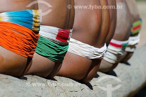  Subject: Indian Kalapalo of the Aiha Village sitting in the trunk / Place: Querencia city - Mato Grosso state (MT) - Brazil / Date: 07/2011 