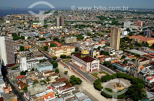  Subject: Aerial view of the downtown of Manaus city with the Amazonas Theater and the Sao Sebastiao Square    / Place: Manaus city - Amazonas state (AM) - Brazil / Date: 10/2010 