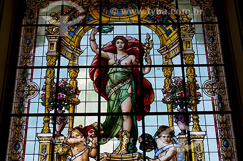  Subject: Stained glass of Female figure in Municipal Theater of Rio de Janeiro - Created by Feuerstein and Fugel / Place: Rio de Janeiro city - Rio de Janeiro state (RJ) - Brazil / Date: 02/2011 