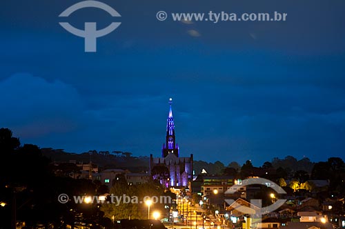  Subject: Night view of the Parish of Nossa Senhora de Lourdes  / Place: Canela city - Rio Grande do Sul state (RS) - Brazil / Date: 12/2011 