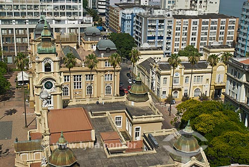  Subject: Aerial view in the foreground of Rio Grande do Sul Memorial - the former building of the Post and Telegraph and in the background the Rio Grande do Sul Museum of Art / Place: Porto Alegre city - Rio Grande do Sul state (RS) - Brazil / Date: 