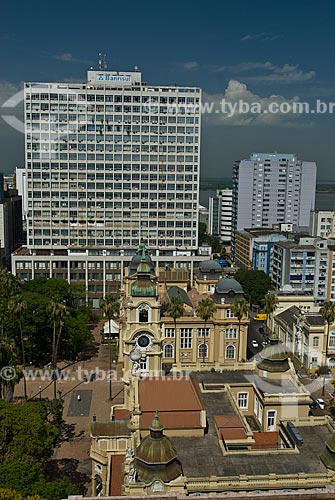  Subject: Aerial view in the foreground of Rio Grande do Sul Memorial - the former building of the Post and Telegraph and in the background the Rio Grande do Sul Museum of Art / Place: Porto Alegre city - Rio Grande do Sul state (RS) - Brazil / Date: 
