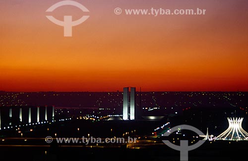  Subject: View of Brasilia city at dusk / Place: Brasilia city - Federal District (FD) - Brazil / Date: 05/2009 