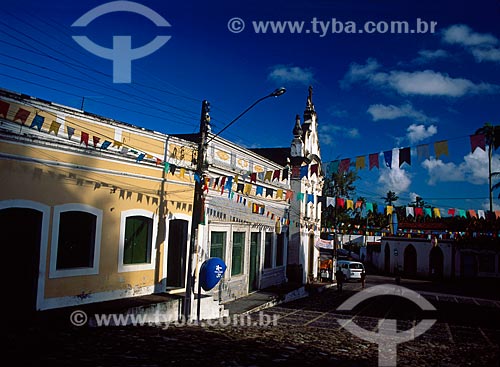  Subject: Street decorated with flags to Sao Joao Party  / Place: Igarassu city - Pernambuco state (PE) - Brazil / Date: 08/2008 