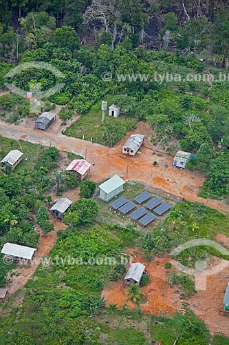  Subject: Aerial view of riverine community of Bom Jesus do Puduari / Place: Novo Airao city - Amazonas state (AM) - Brazil / Date: 10/2011 