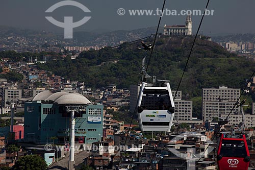  Subject: Cable car trams of Complexo do Alemao with Penha Church in the background / Place: Rio de Janeiro city - Rio de Janeiro state (RJ) - Brazil / Date: 02/2012 