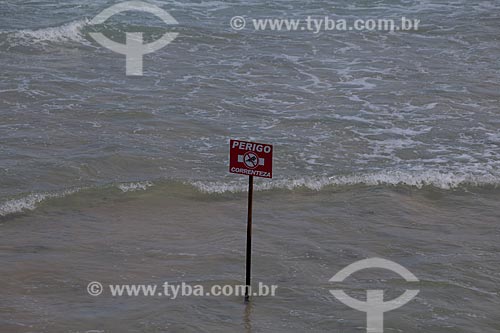  Subject: Plaque of Dangerous current of on Ipanema Beach   / Place: Ipanema neighborhood - Rio de Janeiro city - Rio de Janeiro state (RJ) - Brazil / Date: 04/2012 