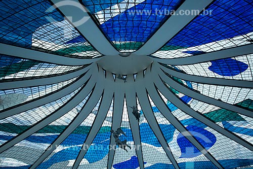  Subject: View from inside the Nossa Senhora da Aparecida Metropolitan Cathedral (Brasilia Cathedral) with the angels suspended / Place: Brasilia city - Federal District (FD) - Brazil / Date: 11/2011 