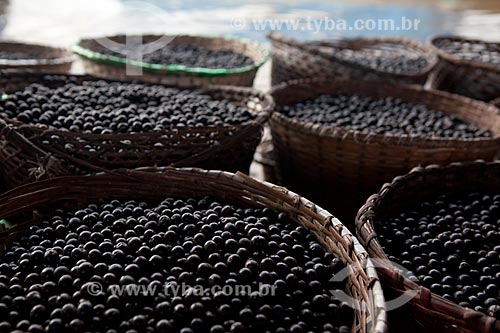  Subject: Baskets with Acai fruit in the Santana market (Beirada de Santana)  / Place: Santana city - Amapa state (AP) - Brazil / Date: 04/2012 