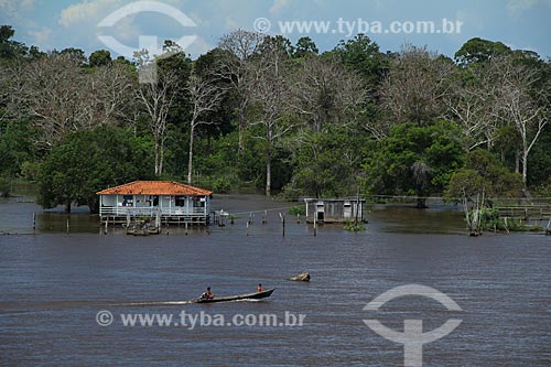  Subject: House on Amazon River in flood season between the cities of Parintins and Itacoatiara / Place: Parintins city - Amazonas state (AM) - Brazil / Date: 07/2012 