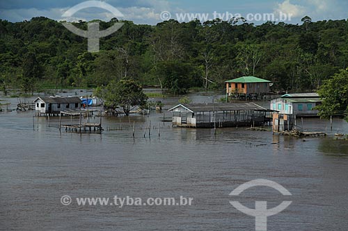  Subject: Houses on Amazon River in flood season between the cities of Parintins and Itacoatiara / Place: Parintins city - Amazonas state (AM) - Brazil / Date: 07/2012 