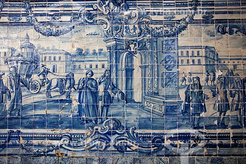 Subject: Portuguese tiles on cloister of the Third order of Sao Francisco Church / Place: Salvador city - Bahia state (BA) - Brazil / Date: 07/2012 