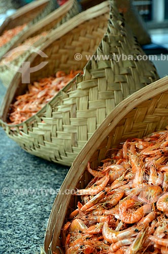  Subject: Baskets with dried shrimps for sale in the market city of Sao Luis / Place: Sao Luis city - Maranhao state (MA) - Brazil / Date: 05/2012 