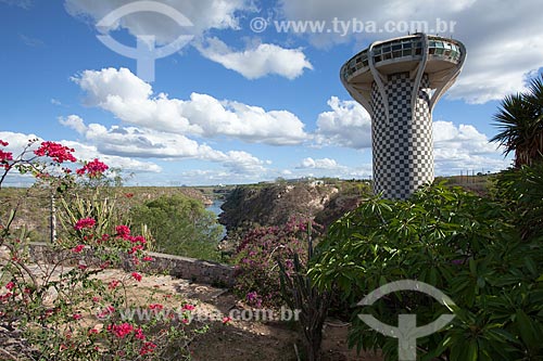  Dam of Complex Hydroelectric Paulo Afonso and to the right the tower where functioned the office of President of Hydroelectric Company of Sao Francisco (CHESF)  - Paulo Afonso city - Bahia state (BA) - Brazil
