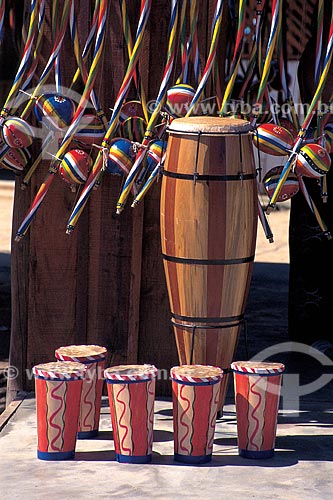  Subject: Berimbaus and Atabaque (conga drum) - Instruments used in Capoeira / Place: Porto Seguro city - Bahia state (BA) - Brazil / Date: 2010 
