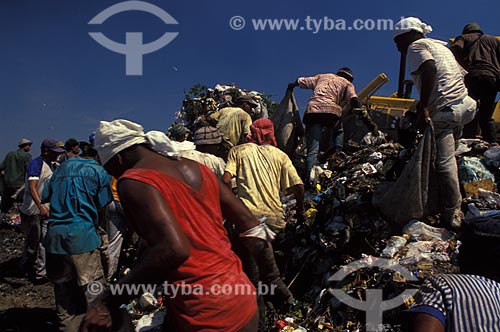  Subject: Peoples collecting materials in sanitary landfill / Place: Rio de Janeiro city - Rio de Janeiro state (RJ) - Brazil / Date: 04/2010 