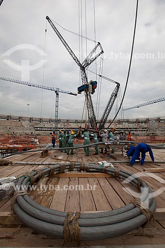  Subject: Reform Journalist Mario Filho Stadium - also known as Maracana - preparations for hoisting cables that will support the roof of the stadium / Place: Maracana neighborhood - Rio de Janeiro state (RJ) - Brazil / Date: 10/2012 