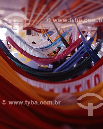  Subject: Hammocks inside boat in the Amazon / Place: Amazonas state (AM) - Brazil / Date: 09/2010 