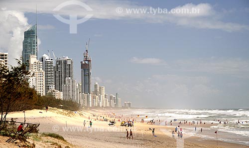  Subject: Beach in Broadbeach with buildings in the background / Place: Broadbeach neighborhood - Queensland state - Australia - Oceania / Date: 01/2011 