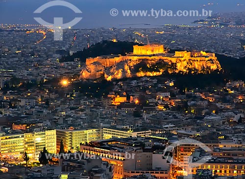  Subject: Acropolis with night lighting / Place: Athens city - Greece - Europe / Date: 04/2011 