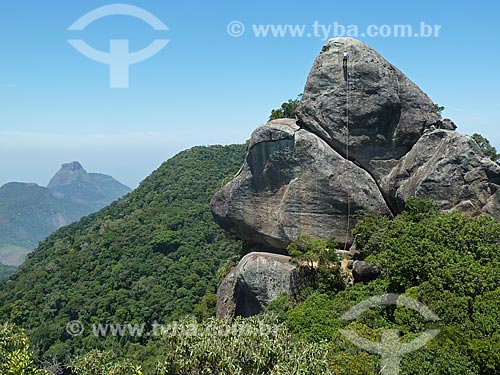  Subject: Rappelling in Bico do Papagaio mountain with Rock of Gavea in the background / Place: Tijuca neighborhood - Rio de Janeiro city - Rio de Janeiro state (RJ) - Brazil / Date: 02/2011 