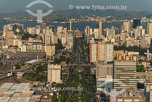  Subject: Aerial photo of Presidente Vargas Avenue (1944) with the Candelária Church in the background / Place: City center neighborhood - Rio de Janeiro city - Rio de Janeiro state (RJ) - Brazil / Date: 12/2012 