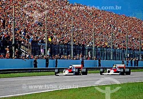  Subject: Ayrton Senna and Alain Prost in Formula 1 Grand Prix at International Autodrome Nelson Piquet also known as Autodrome Jacarepagua / Place: Jacarepagua neighborhood - Rio de Janeiro city - Rio de Janeiro state (RJ) - Brazil / Date: 1989 