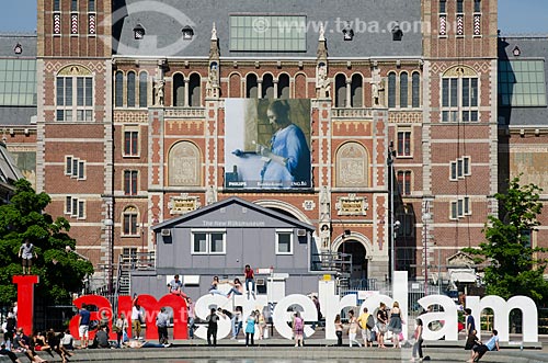  Subject: Rijksmuseum (1885) - National Museum - with a sign that says I am amsterdam / Place: Amsterdam city - Netherlands - Europe / Date: 05/2012 