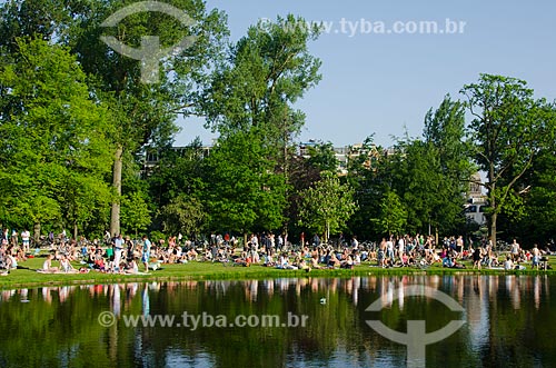  Subject: Peoples sunbathing at Vanderpark / Place: Amsterdam city - Netherlands - Europe / Date: 05/2012 