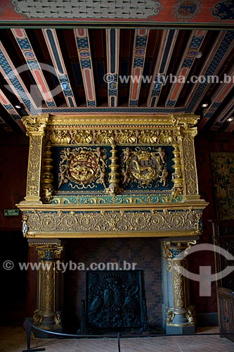  Subject: Fireplace gold plated in the Château Royal de Blois (Royal Castle of Blois) / Place: Blois - France - Europe / Date: 06/2012 