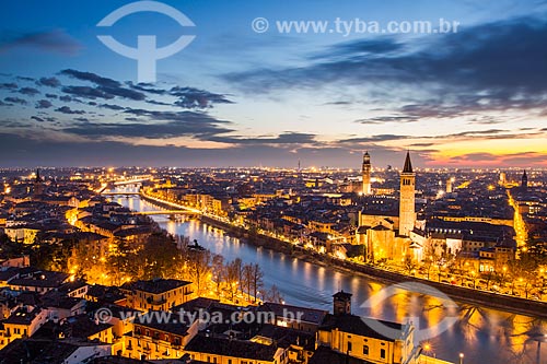  Subject: View of the city at evening from Castel San Pietro / Place: Verona - Italy - Europe / Date: 12/2012 