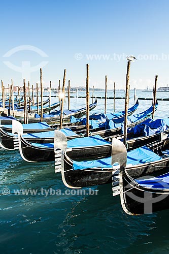  Subject: Gondolas moored by San Marco Square (Piazza San Marco) / Place: Venice - Italy - Europe / Date: 12/2012 
