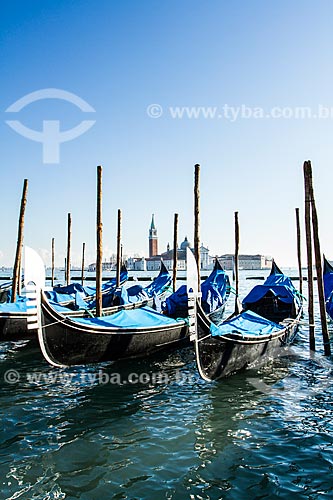  Subject: Gondolas moored by San Marco Square (Piazza San Marco) / Place: Venice - Italy - Europe / Date: 12/2012 
