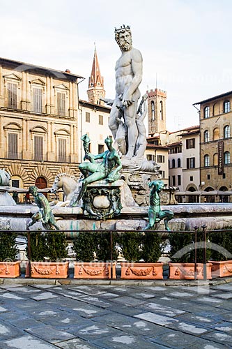  Subject: Fountain of Neptune (Fontana del Nettuno) in Della Signoria Square (Piazza della Signoria) / Place: Florence - Italy - Europe / Date: 12/2012 