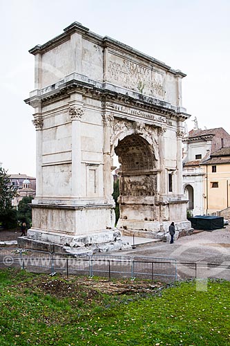  Subject: Arch of Titus, constructed in  81 a.d., located in the Roman Forum / Place: Rome - Italy - Europe / Date: 12/2012 