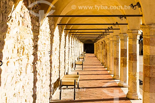  Subject: Corridor of courtyard Basilica di San Francesco (Saint Francis Basilica) - 1230 / Place: Assisi - Perugia Province - Italy - Europe / Date: 12/2012 