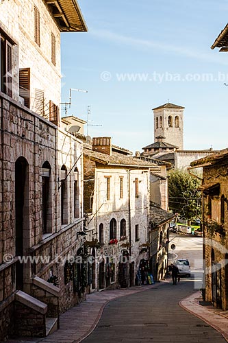  Street inside the walls of Assisi city - hometown of Saint Francis (Francesco Bernardone) - with the Basilica di San Francesco (Saint Francis Basilica) in the background   - Assis city - Sao Paulo state (SP) - Brazil
