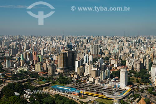  Subject: Aerial view of the historic center with the bus terminals of Parque Dom Pedro II and Market - below / Place: Se neighborhood - Sao Paulo city - Sao Paulo state (SP) - Brazil / Date: 02/2013 